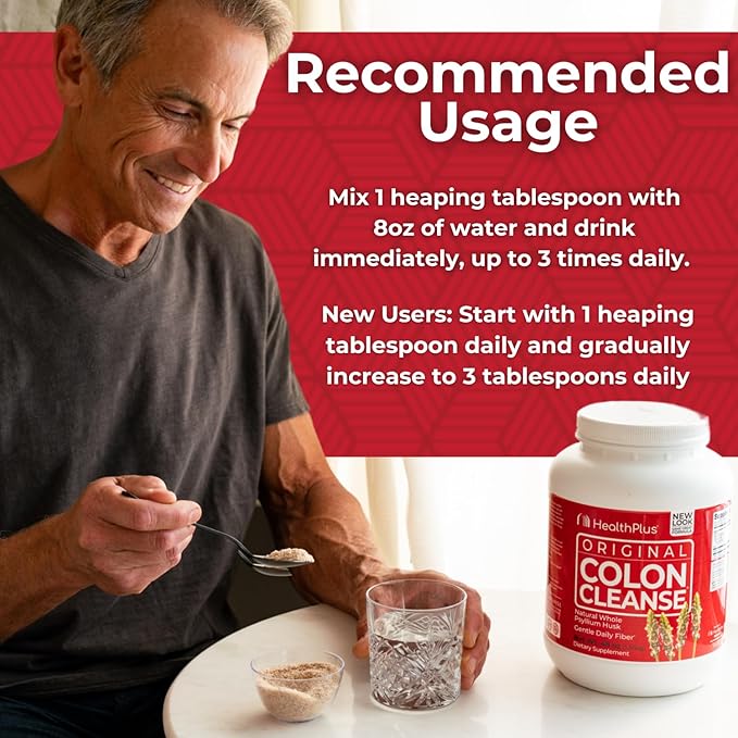 Health Plus Colon Cleanse Digestive Support | All Natural Daily Fiber for Toxin Elimination To Reduce Bloating | Supports Heart Health | 48 Ounces 194 Servings