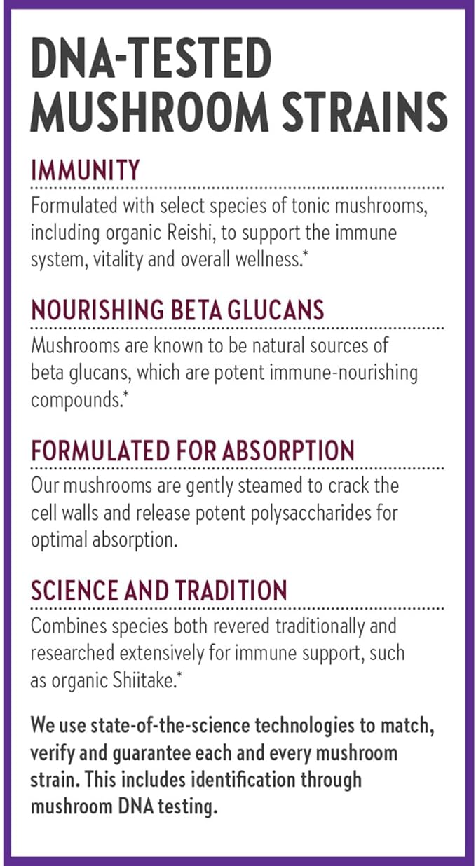 New Chapter Immune Support Reishi &amp Shiitake Mushroom Blend with Organic Reishi Mushroom Vegan + Non-GMO Nootropic Ingredients - 60 ct