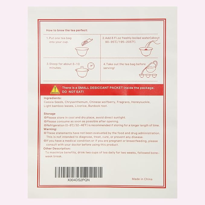 Liver Detox TeaChrysanthemum Cassia Seeds Tea Bags(160g 8gX20Bags) Honeysuckle Chinese wolf-berry Sweet-scented Osmanthus Burdock Root Combination of Floral Tea 菊花决明子茶包