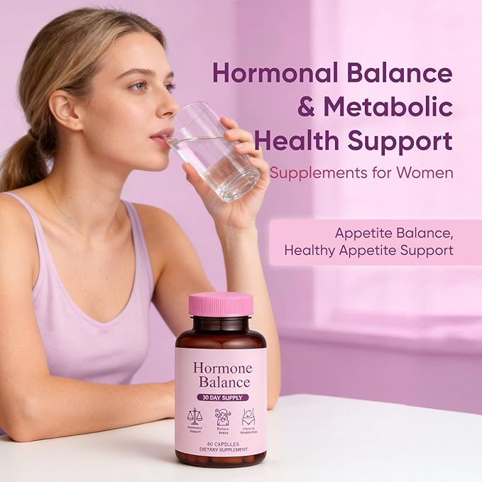 Hormone Balance for Women | Dietary Supplement Supports Healthy Cortisol Levels &amp Stress Relief | Mood Sleep Energy | Ashwagandha Ginseng Maca | 60 Capsules