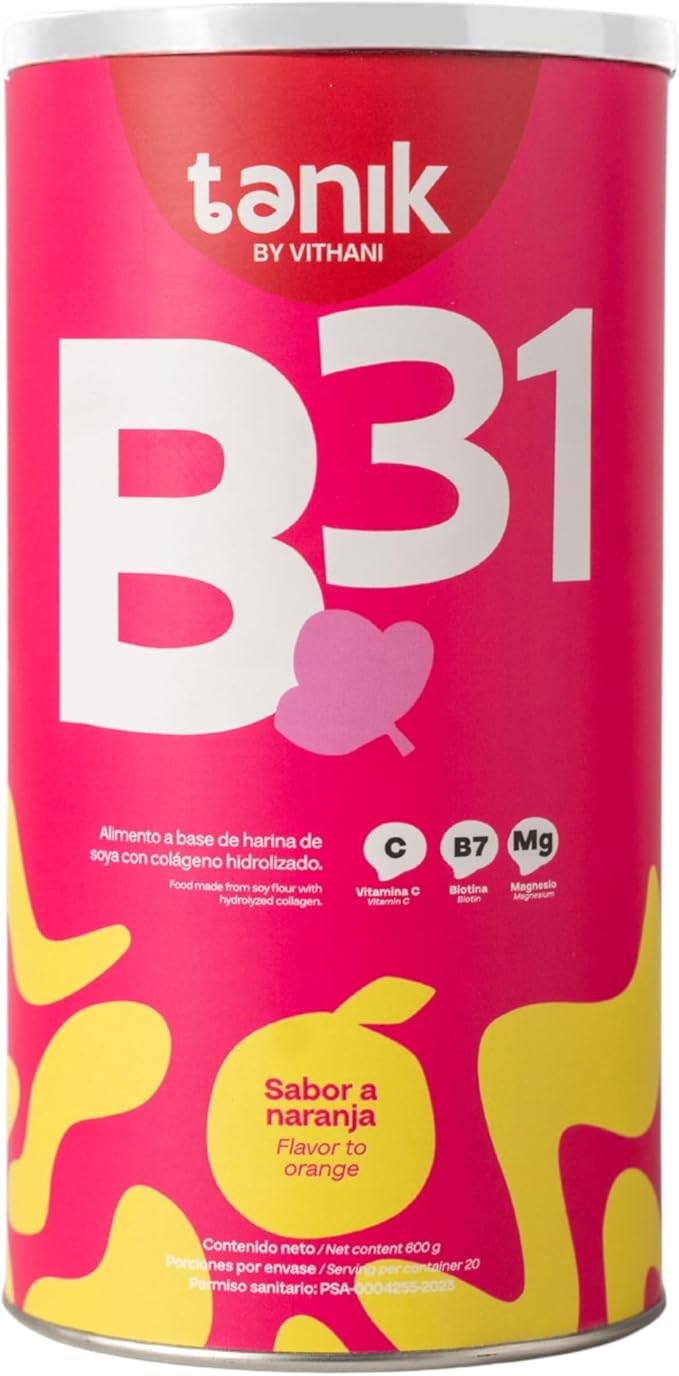 Vithani B31 Colageno with Magnesium Citrate Vitamin D Vitamin E and Biotin – Collagen Plus Vitamin C for Skin Hair and Nails Orange Flavor 20 Servings