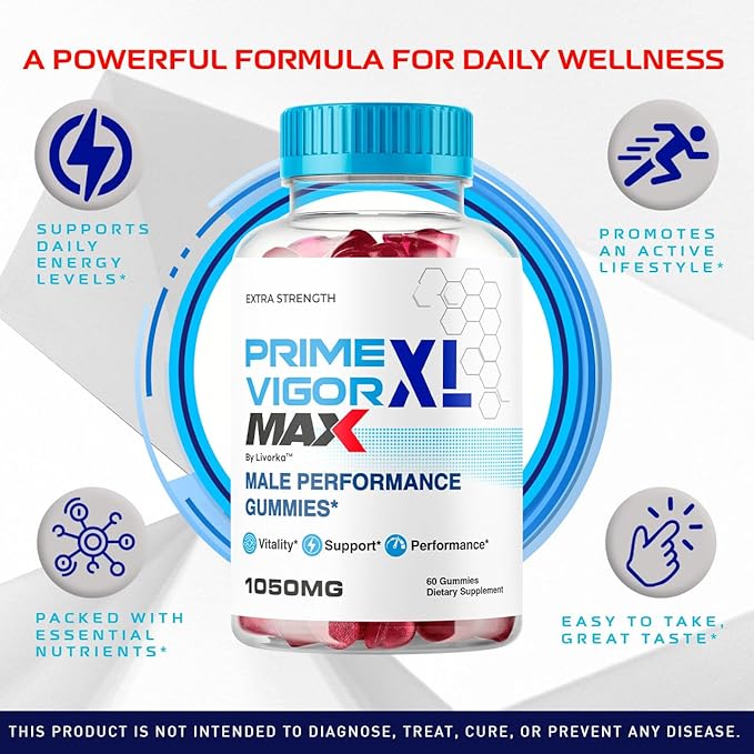 Prime Vigor XL Max - PrimeVigor XL Max Gummies for Men - Maximum Strength Prime Vigorxl for Men Primevigormax Advanced Formula Gummys Primevigorgummies Supplement 60 Gummies for 1 Month