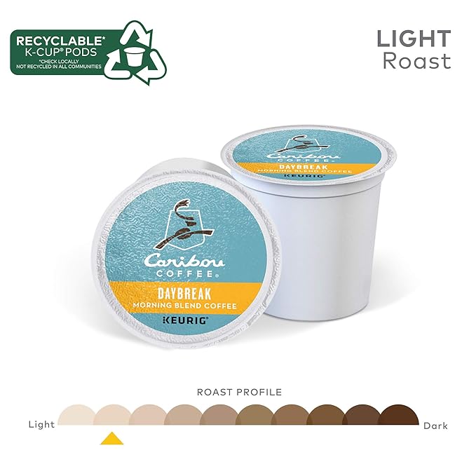 Caribou Coffee Daybreak Morning Blend Keurig Single-Serve K-Cup Pod Light Roast Coffee 72 Count