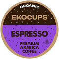 EKOCUPS Organic Espresso Roast Coffee Pods Extra 30% More Coffee Per Cup Artisan Fair Trade Dark Roast Espresso Coffee for Keurig K Cup Machines Recyclable Pods 40 Count