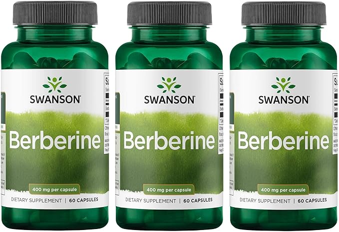 Swanson Berberine HCl Cardiovascular and Metabolic Health Supplement for Health-Conscious Adults - Non-GMO Vegan Gluten-Free (60 Vegan Capsules 400 mg Each 3 Pack)