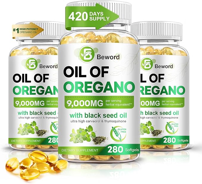 Oil of Oregano 840 Softgel 2-in-1 Oregano Supplement for Immune Health with High Carvacrol &amp Thymoquinone Black Seed Oil | Plant Based Non-GMO | Antioxidant &amp Immune Support (3 Pack)