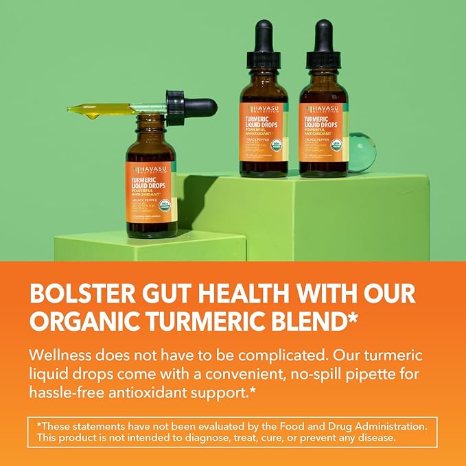 USDA Organic Turmeric Liquid Drops with Black Pepper - 1000mg Curcumin Supplement for Immune &amp Digestive Health - 30 Servings - Enhanced Absorption - Non-GMO Vegan Gluten Free - Unflavored 1 Fl