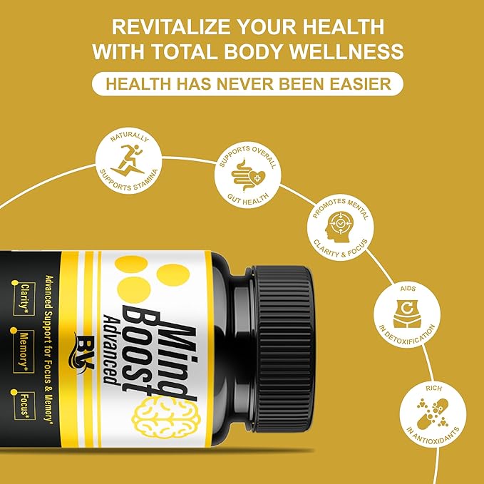 BLUE VIBE Mind Boost Premium Health &amp Wellness Nootropic Supplement MindBoost Advanced All Natural Health Management &amp Overall Wellness Support Supplement Formula Pills (2 Pack - 120 Capsules