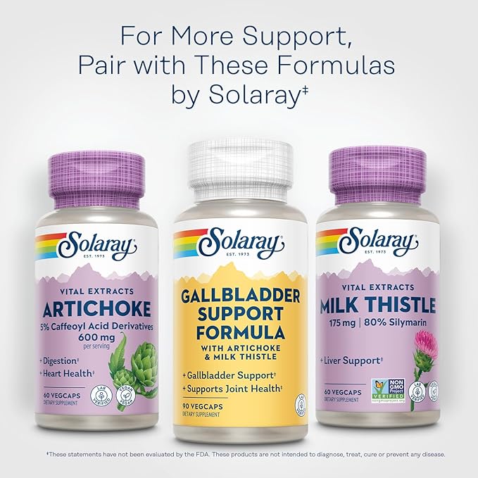 SOLARAY Gallbladder Support Formula | Healthy Gallbladder &amp Liver Support | 30 Servings | 90 VegCaps
