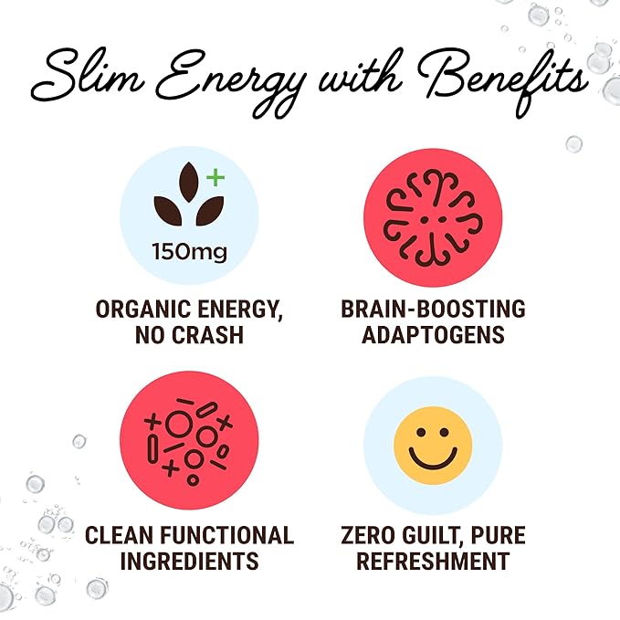 Sati Slim Organic Watermelon Soda - Adaptogenic Beverage with Lions Mane Green Coffee Bean &amp Acerola Vitamin C | Zero Calories Zero Sugar 12-Pack Case (12 Pack of 12 Ounce Cans Watermelon)