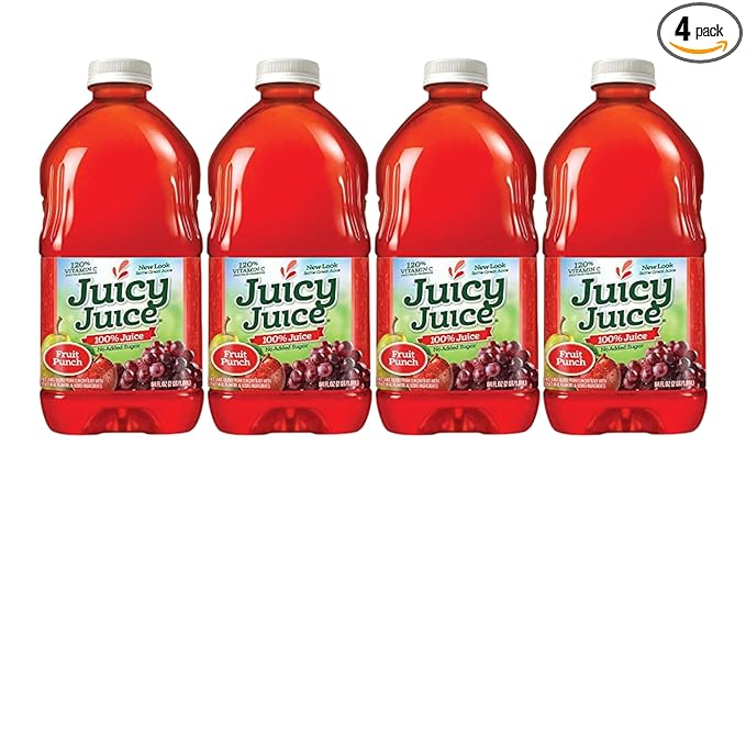 Juicy Juice Fruit Punch 100% Juice Four 64 Fl Ounce Bottles No Sugar Added Drink Vitamin C 4 Pack by ZIUU