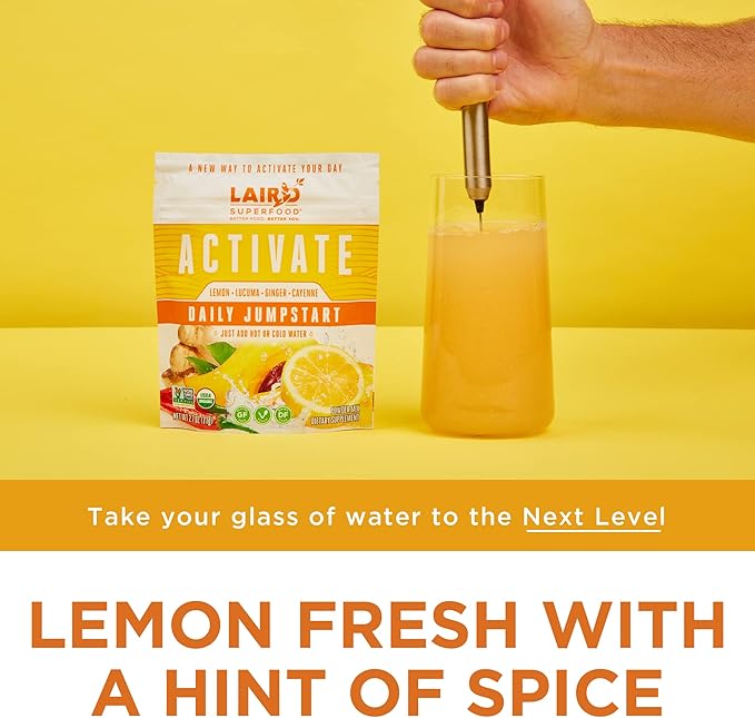 Laird Superfood Morning Jumpstart Powder Drink Supplement Lemon Lucuma Ginger and Cayenne Cleanse Organic 2.7 Oz Bag Pack of 1