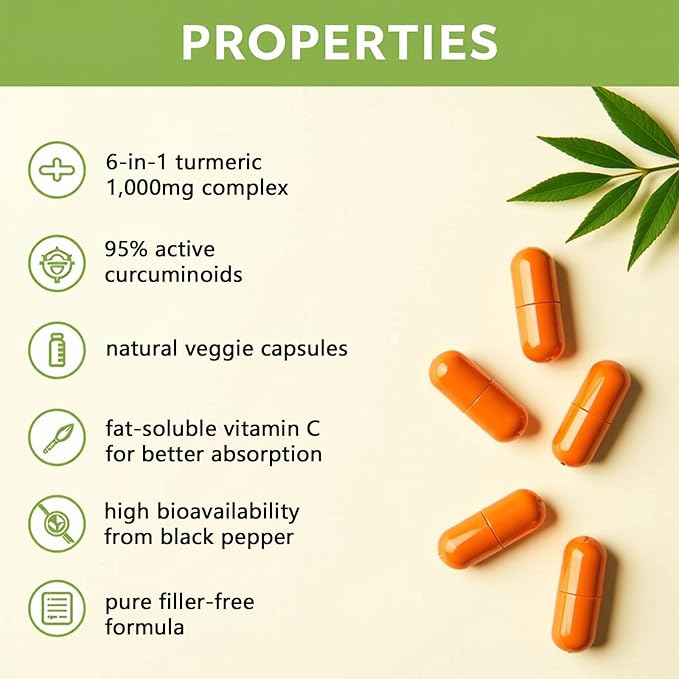 Nivelle Turmeric Curcumin 95 1000mg - 95% Turmeric Complex Supplement with Bee Propolis Ginger MCT Oil Fat Soluble Vitamin C &amp Black Pepper Non-GMO Gluten Free 120 Capsules