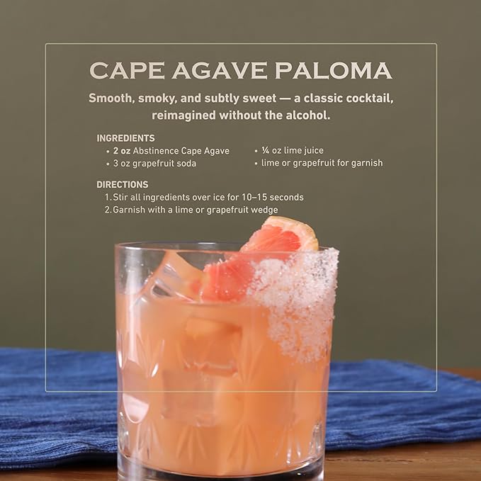Abstinence Cape Agave Non-Alcoholic Mezcal Alternative Smoky Botanical Inspired Premium Zero-Proof Spirit 750ml