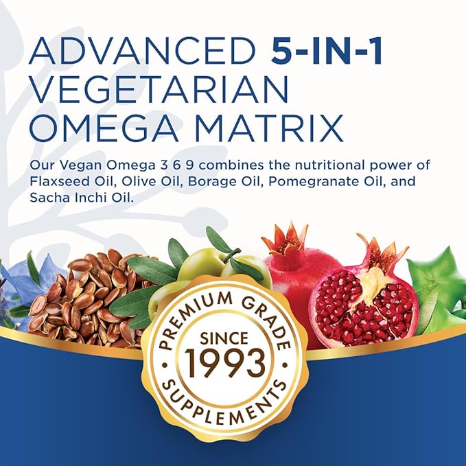 Purity Products Bundle - Vegan Omega 3-6-9 (180 ct)+ Vegan Collagen Builder Omega 3-6-9 (“5 in 1” Plant-Based Omega Essential Fatty Acid) - Vegan Collagen Builder (w/Key Plant-Based Ingredients)