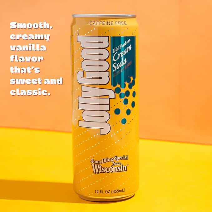Jolly Good Old Fashion Cream Soda Flavored Soda Pop Drink Caffeine Free Soft Drinks for Adults &amp Kids Craft Soda for Mocktails &amp Cocktails Made in America Vegan 12 Oz Cans 12 Pack