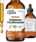 Wild &amp Organic Immune Mushroom Tincture - 8-in-1 Immune Support with Chaga Reishi Turkey Tail Lion’s Mane Maitake Extract - Liquid Mushroom Supplement - Vegan Sugar &amp Alcohol-Free Drops -