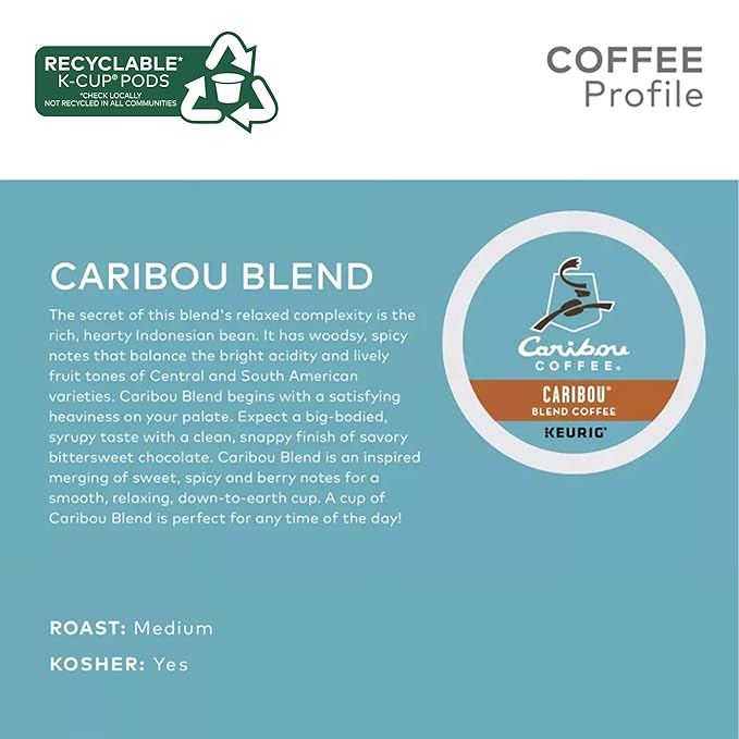 Caribou Coffee Caribou Blend Single-Serve Keurig K-Cup Pods Medium Roast Coffee 24 Count (Pack of 4)