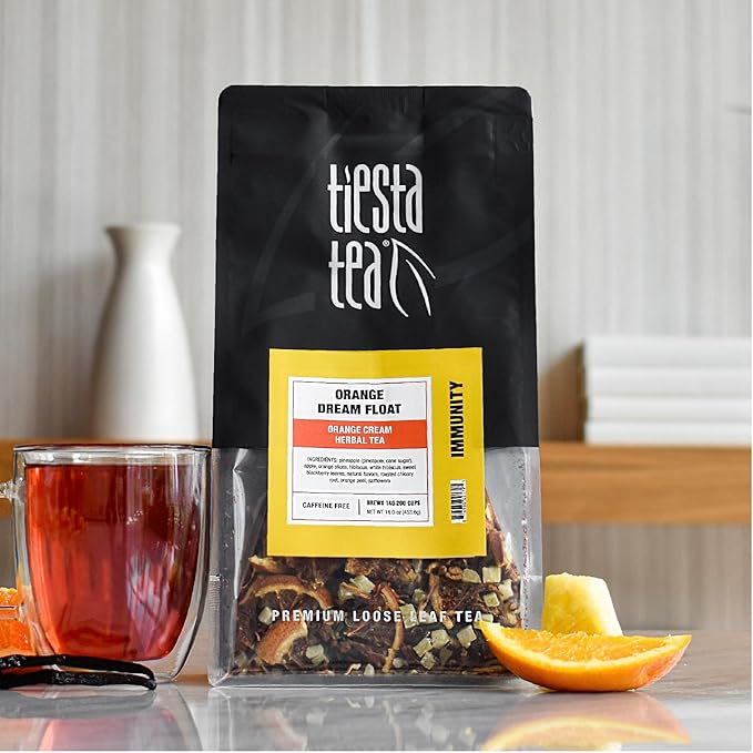 Tiesta Tea - Orange Dream Float Tea Loose Leaf Orange Cream Herbal Tea Premium Caffeine-Free Tea Blend Make Hot or Iced &amp Up to 200 Cups 16 oz Resealable Bulk Pouch
