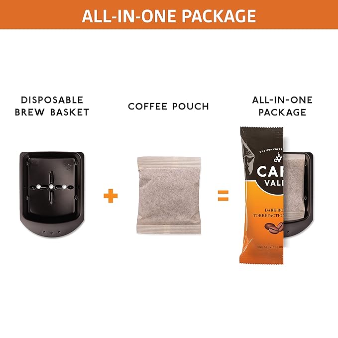 Cafe Valet Single Serve Individually Wrapped Coffee Packs Regular Dark Roast and French Vanilla 100% Arabica Coffee 168 Count