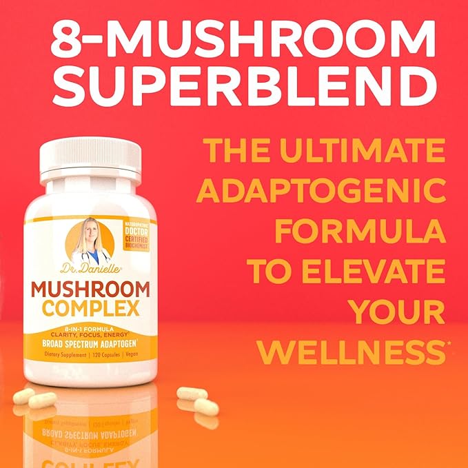 Doctor Danielle Organic Mushroom Complex Supplement – 8 Organic Mushrooms Including Reishi Lion’s Mane Cordyceps &amp Chaga – Vegan Capsules Thoughtfully Formulated for Daily Wellness