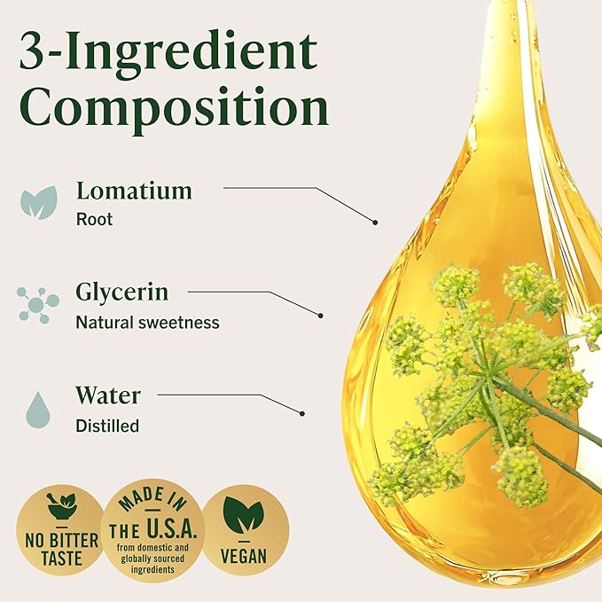 HERBAMAMA Lomatium Root Tincture - Vegan Lomatium Dissectum Extract for Lung Cleanse &amp Detox - Non-GMO Alcohol &amp Sugar-Free Respiratory Lung Support Supplement 56-Day Supply