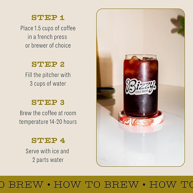Bizzy Organic Cold Brew Coffee | Bundle | Coarse Ground Coffee | Light &amp Bright 1 LB + Smooth &amp Sweet Pitcher Pack 12-count | 2 Pack