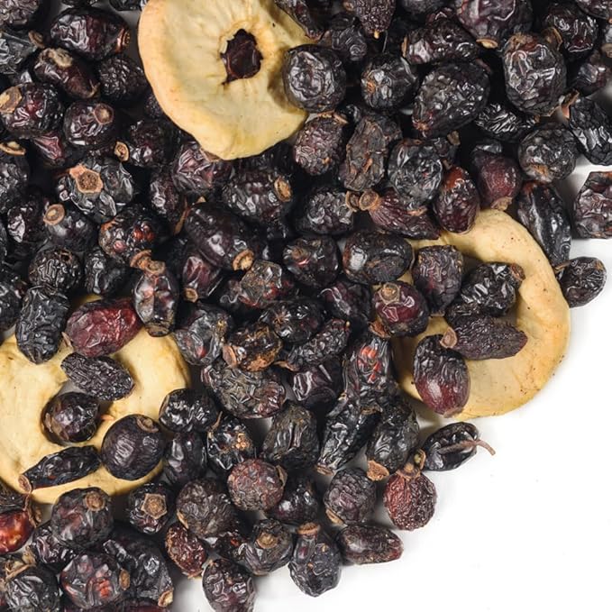 Siberian Dried Rose Hips Whole Seeds 1 kg (2.2 pounds) - Rosehips Herbal Tea Directly from Siberia Altai Mountains and Taiga with Apples slices as antioxidant