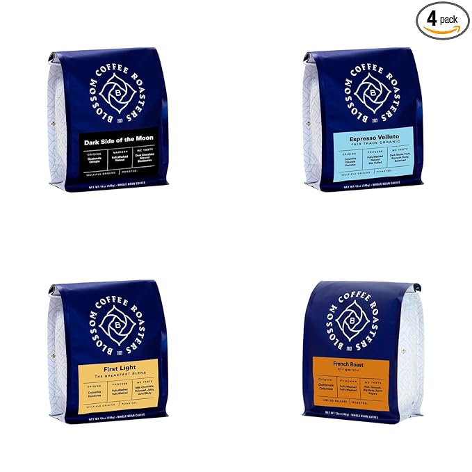 Bean Box Coffee Sampler - Roasted by Blossom 4-Pack Freshly Ground Coffee Gourmet Coffee