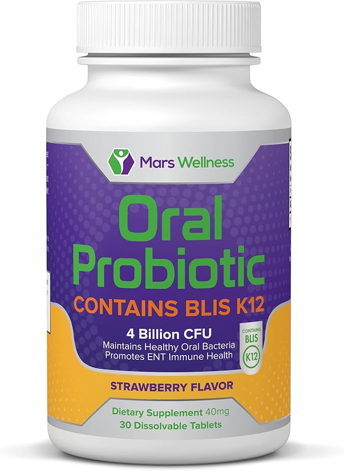 Oral Probiotic Supplement with BLIS K12 4 Billion CFU - Doctor Formulated 30 Day Supply Bottle for Bad Breath Strep Cavities Gum and Oral and Dental Health - Sugar Free - USA Made - 24 Pack