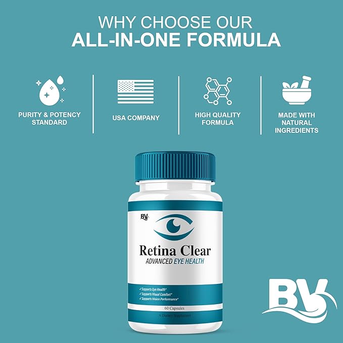 (3 Pack) Retina Clear Advanced Eye Health Supplement Retina Clear Max Strength Overall Vision &amp Wellness Supplement RetinaClear Advanced Vision Support and Eye Health Formula Pills (180 Capsules