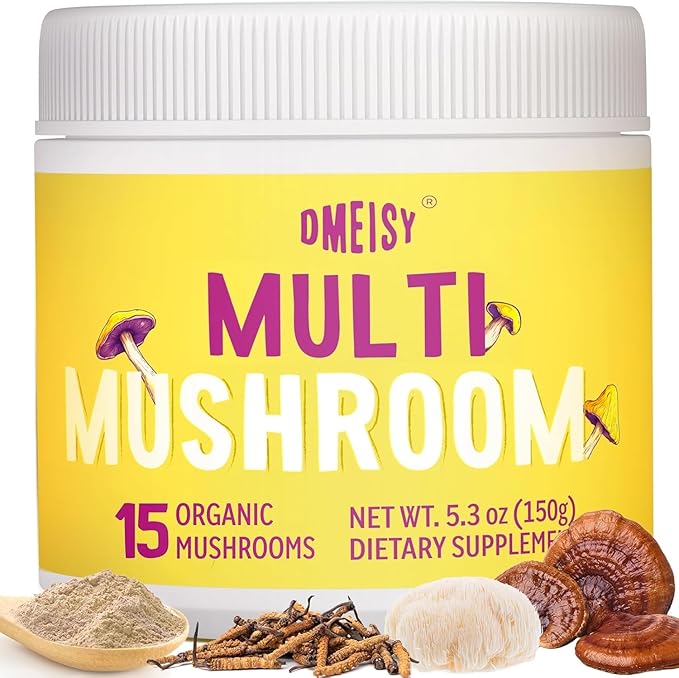 Mushroom Powder | for Mushroom Coffee 20-in-1 Mushroom Complex with Lions Mane Powder Reishi Cordyceps Turkey Tail &amp Herbs Brain Supplements for Memory and Focus Energy Immunity - 5.3oz