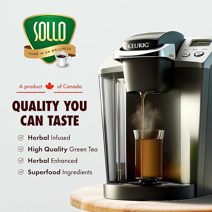 SOLLO Slim Tea K-Cup Diet Support Weight Loss with Garcinia &amp Green Coffee Extract Single Serve Pods Compatible With 2.0 K-Cup Keurig Brewers 24 Ct