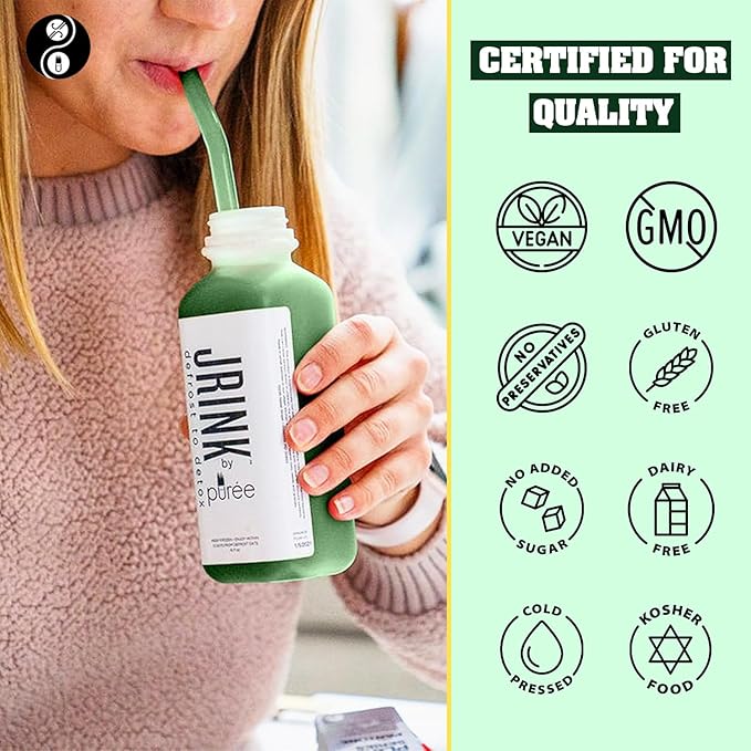 JRINK by Purée Organic Cucumber Juice Cold Pressed Detox Drink Healthy Cleanse with No Preservatives Fresh Raw Juice in HDPE Bottles Organic Fruit and Vegetable Cleanse Beverage 16oz Pack of 24