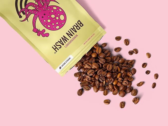 Wunderground's Brain Wash Medium Roast Organic Whole Bean Coffee with Mushroom SuperBoost (12 oz Bag)