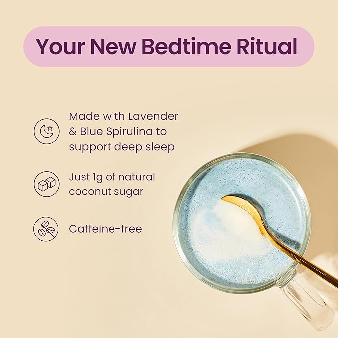 Blume Superfoods Latte - Blue Lavender Powder with Blue Spirulina and Coconut Milk Caffeine Free Low-Sugar Organic Keto Friendly Vegan supports sleep and calmness Lavender Latte- 25 Servings