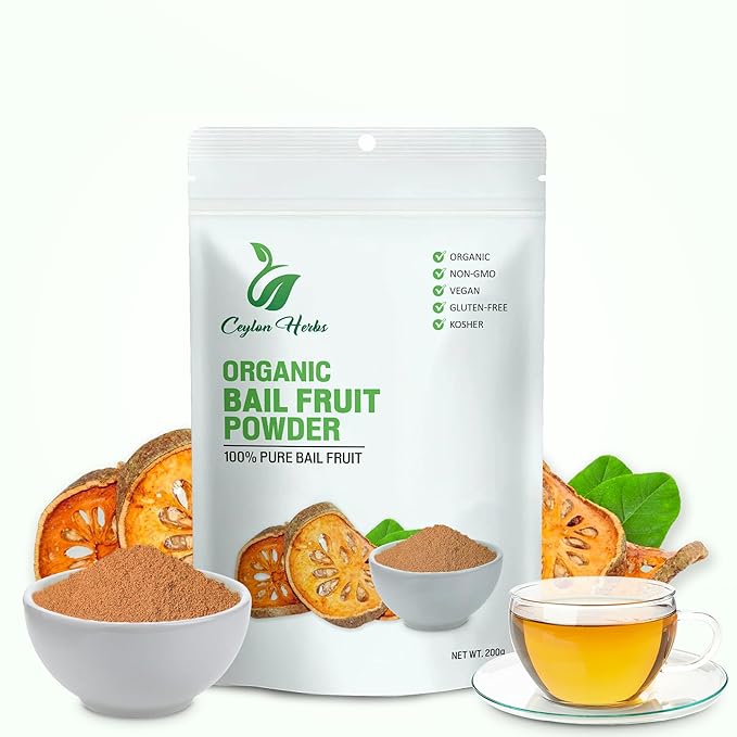 Bael Fruit Powder - 100% Pure Organic Wild-Crafted for Traditional Cordials Teas and Smoothies