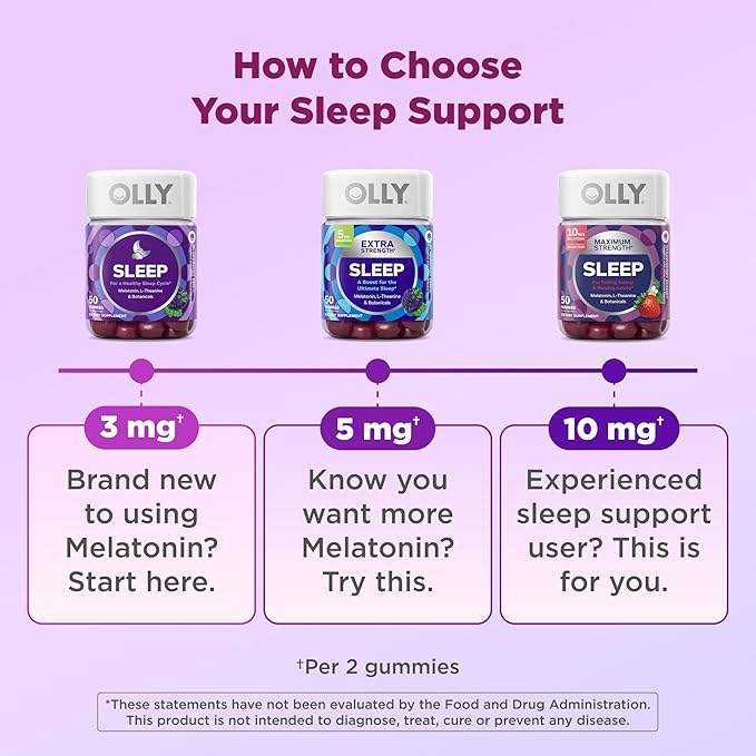 OLLY Extra Strength Sleep Gummy 5 mg Melatonin L-Theanine Chamomile Lemon Balm Extracts Sleep Aid BlackBerry Flavor - 90 Count
