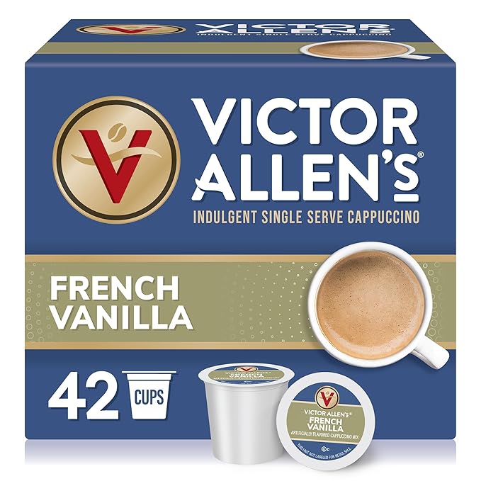 Victor Allen's Coffee French Vanilla Flavored Cappuccino Mix 42 Count Single Serve K-Cup Pods for Keurig K-Cup Brewers