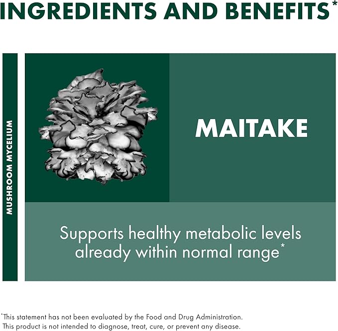 Host Defense Maitake Capsules - Immune &amp Cellular Health Support Supplement - Dietary Herbal Supplement with Maitake Mushroom &amp Mushroom Mycelium - 60 Capsules (30 Servings)*