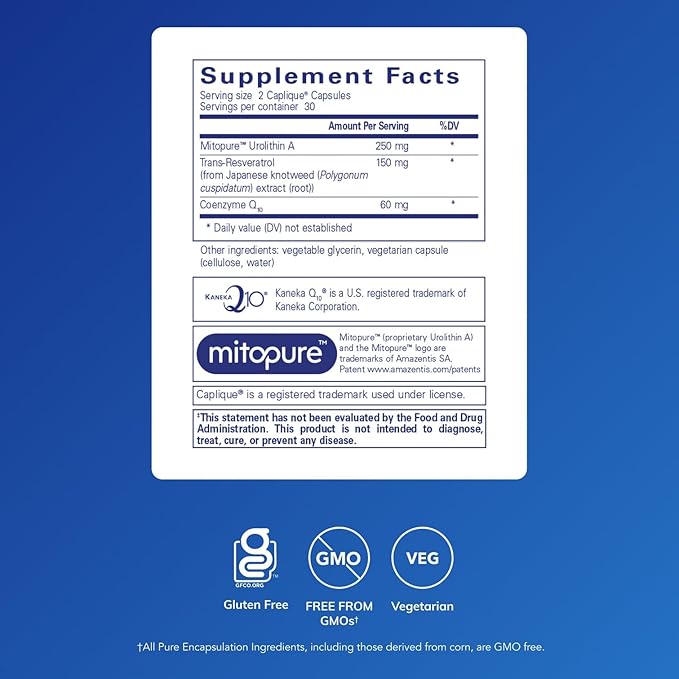 Pure Encapsulations Renual | Urolithin A Supplement | Support for Muscle Function Cellular Energy Production Mitochondrial Health and Healthy Aging* | 60 Caplique Capsules
