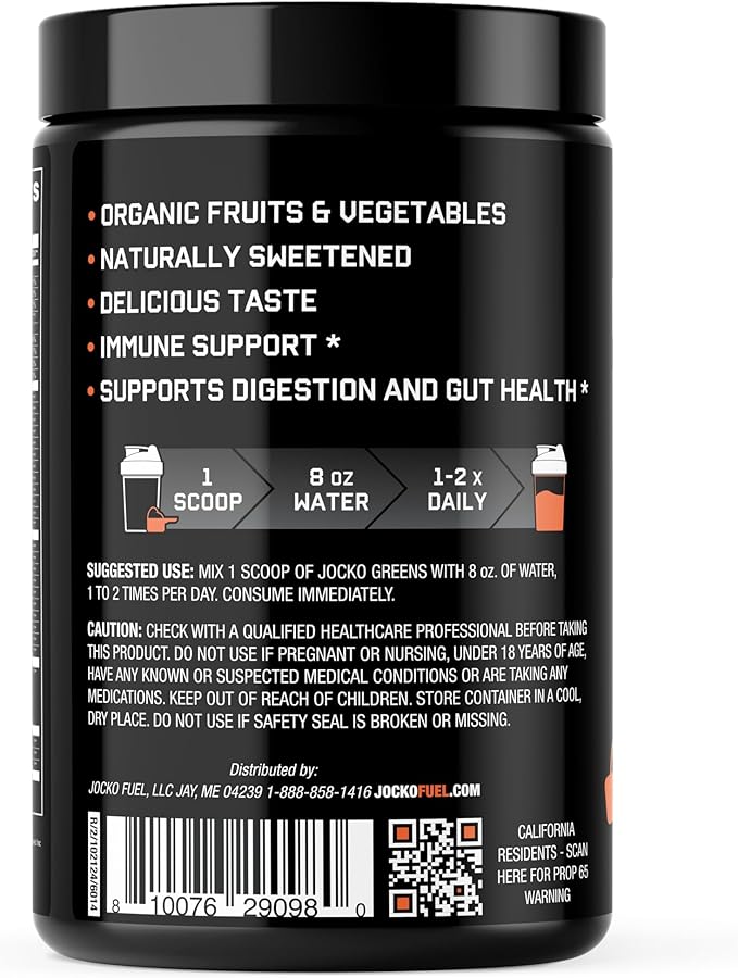 Jocko Fuel Daily Greens Powder - Premium Organic Greens Superfood Powder for Gut Health Digestion Bloating Immune Support with Spirulina Chlorella Digestive Enzymes &amp Probiotics - 30 Serving