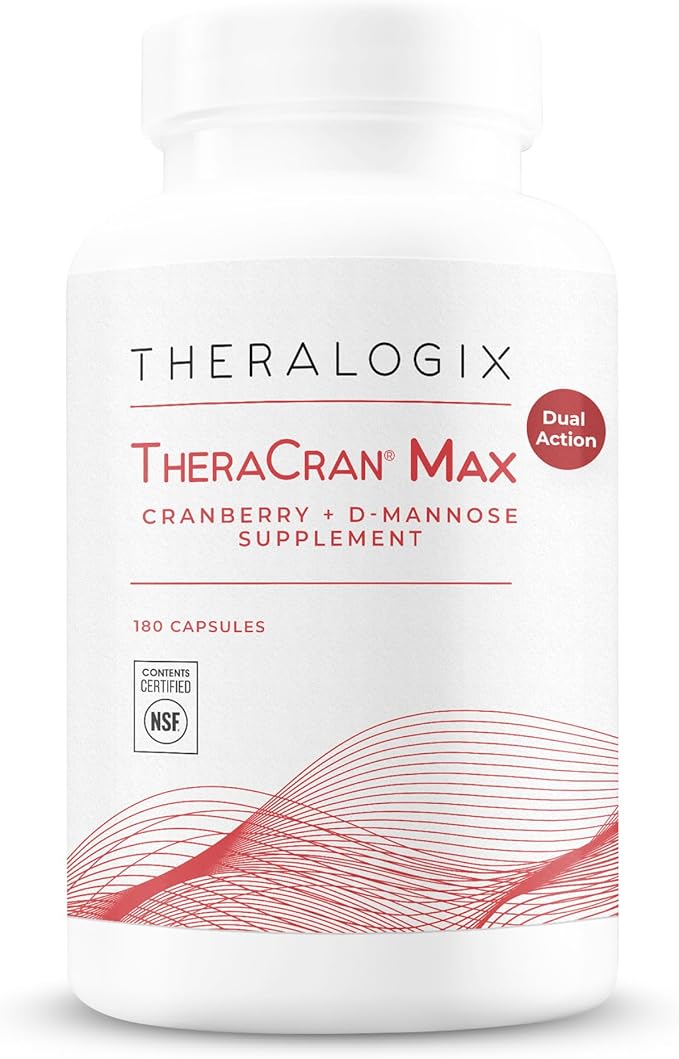 Theralogix TheraCran Max - Cranberry + D-Mannose Supplement for Men &amp Women - Urinary Tract Health Support - 90-Day Supply - NSF Certified - 180 Capsules