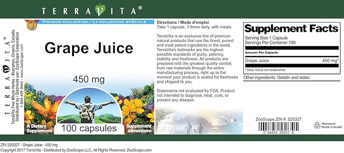 Grape Juice - 450 mg (100 Capsules ZIN: 520327) - 3 Pack