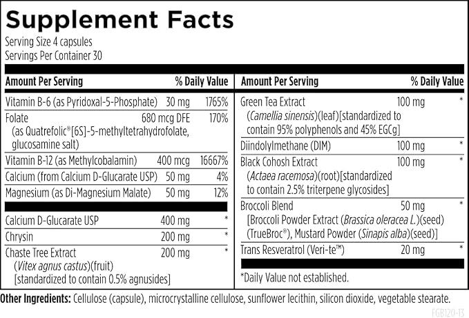 Designs for Health FemGuard + Hormone Balance for Women - DIM Black Cohosh Calcium D-Glucarate EGCg Green Tea Extract &amp Chaste Tree Supplement for Mood Support &amp Estrogen Metabolism (120 Ca
