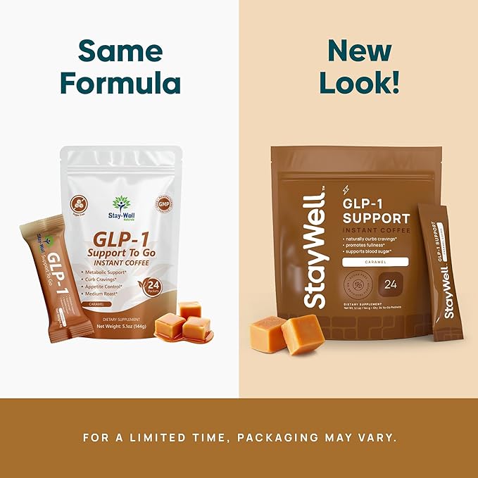 Slim Coffee GLP-1 Supplement | GLP 1 Booster to Control Appetite and Cravings | Great Tasting Metabolic Support - Coffee Bean Extract Green Tea Yerba Mate (Caramel)
