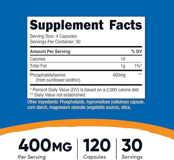 Nutricost Phosphatidylserine 400mg 120 Capsules - Soy Free 30 Servings Vegetarian Friendly Non-GMO Gluten Free (Pack of 2)