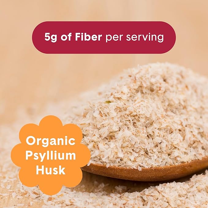 Bellway Super Fiber Powder + Fruit Sugar Free Organic Psyllium Husk Powder Fiber Supplement for Regularity Bloating Relief &amp Digestive Health Plant-Based Fruit Punch (50 Servings)