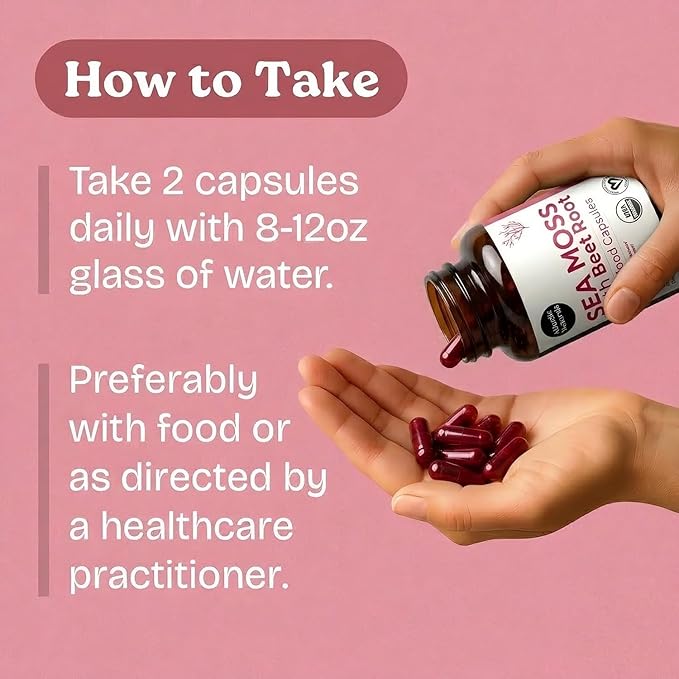 Atlantic Naturals Sea Moss with Beet Root Capsules - Premium Quality Multivitamin Supplement - Sea Moss Superfood to Support Immune Health Blood Flow Joint Health &amp Athletic Performance - 120 ct