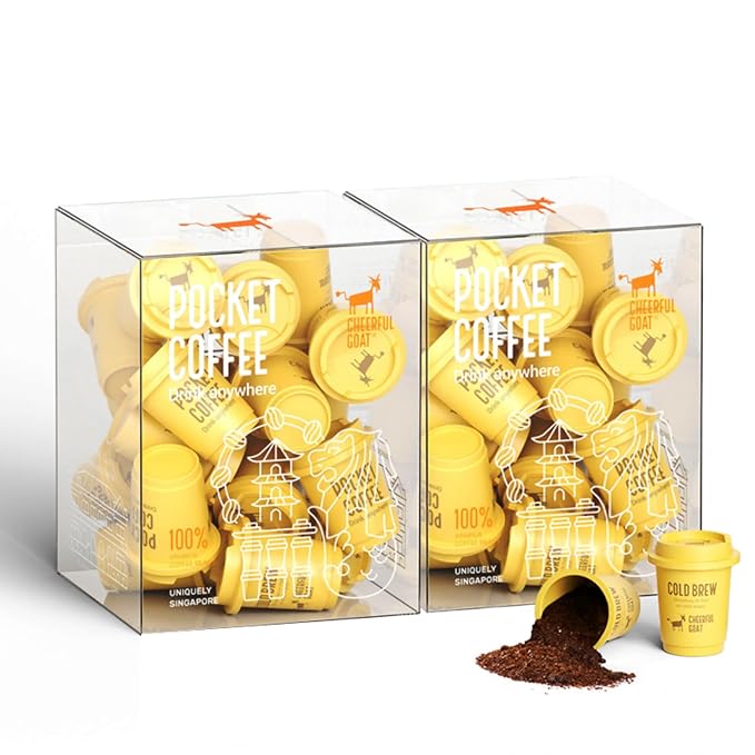 CheerfulGoat Instant Cold Brew Coffee – Speciality Javy Coffee Extract 100% Arabica Freeze-Dried No Sugar No Additives Low Acid Healthy for Iced &amp Hot Coffee Singapore Coffee 30 Servings